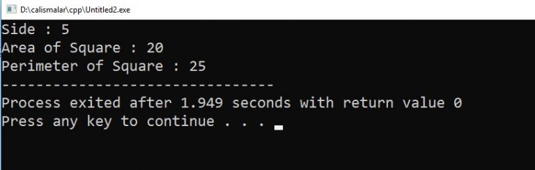 C++ Program to Calculate Area and Perimeter of Square – Programming ...