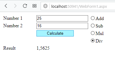 Simple Calculator in ASP .Net with Source Code