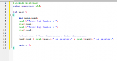 C++ Program to find Greater Number using Ternary Operator – Programming ...