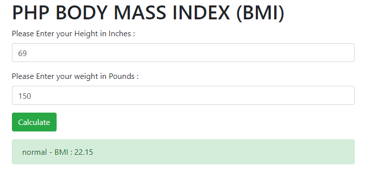 How to Calculate BMI(Body Mass Index) Using PHP With HTML Form