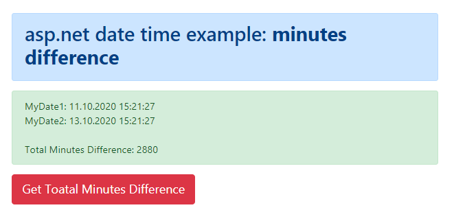 asp.net date time example minutes difference